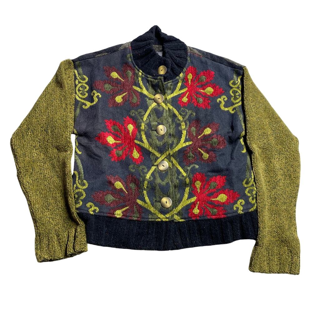 Vintage Susan Bristol Cardigan Sweater Size Small Floral Cottage Core Wool Blend